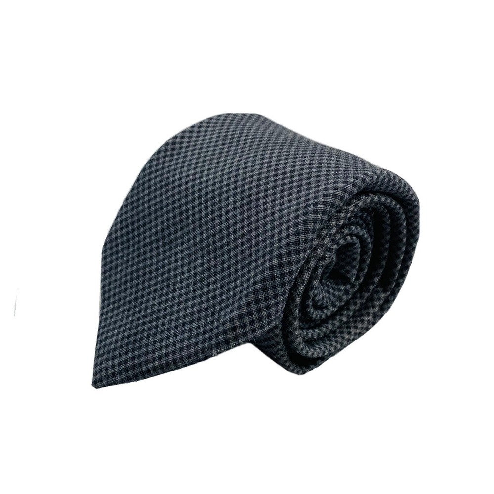 Robert Jensen Gray Black Checkered Hand Sewn Finest Wool Tie 3.25" Width‎ NWOT